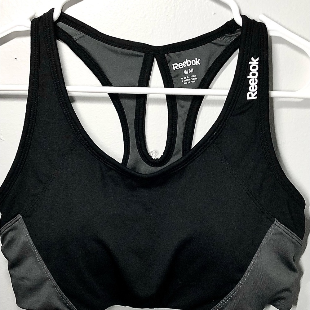 Reebok Black and Gray Sports Bra